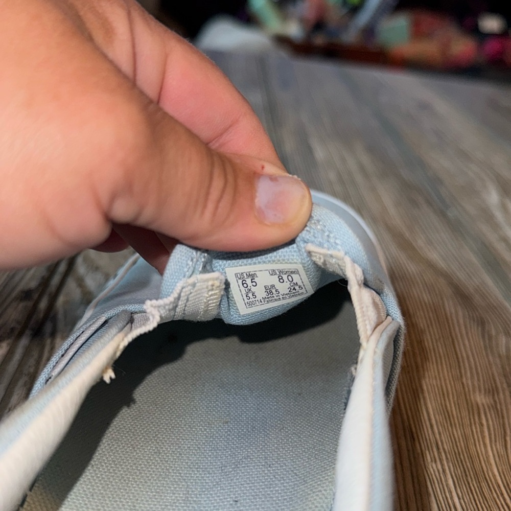 Vans Baby Blue Checkered sneakers shoes woman’s 8.0 men’s 6.5 Preowned - Picture 3 of 4